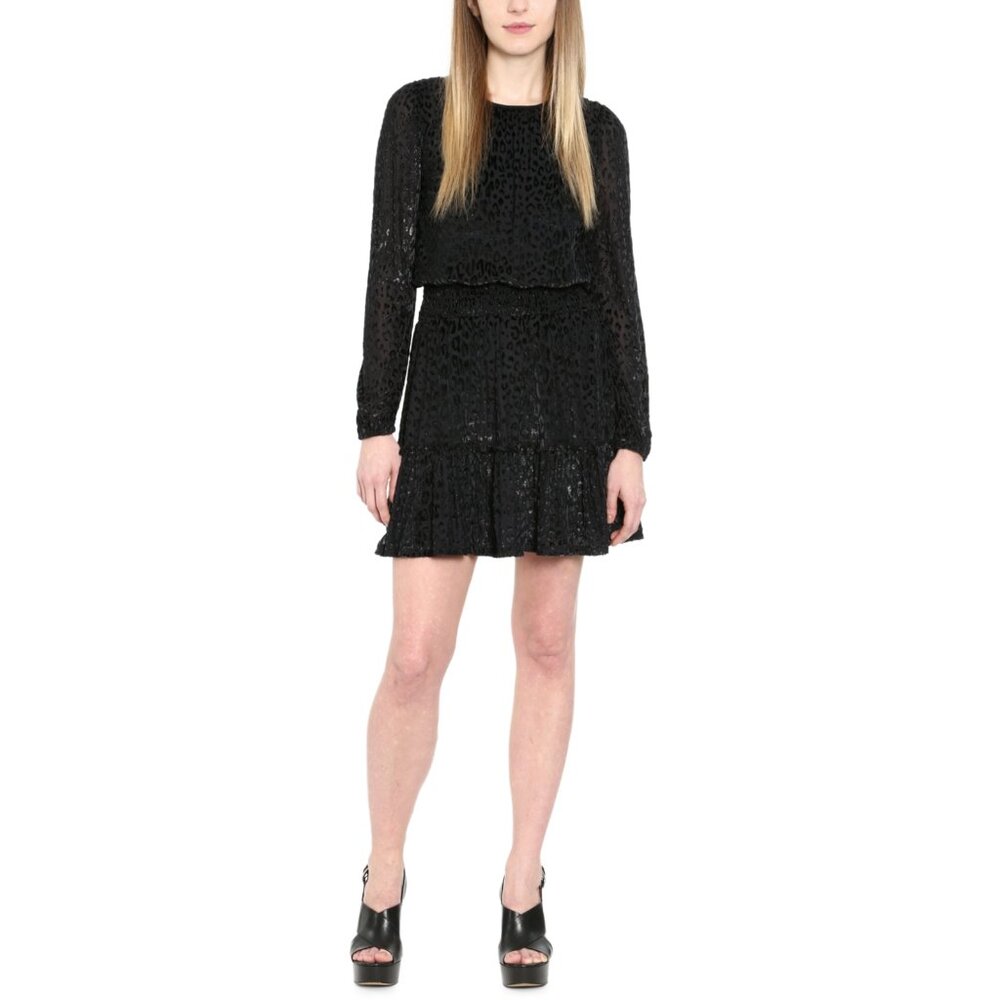 NWT MICHAEL Michael Kors Womens Plus Size 1X Black Smocked A-Line Mini Dress NEW